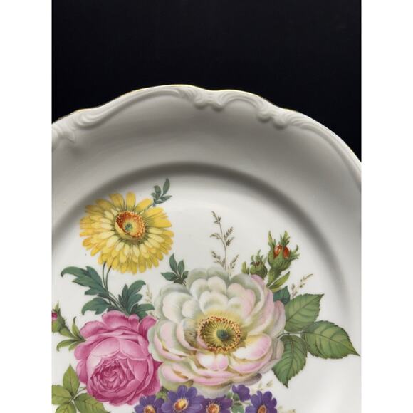 Vintage Gloria Fine Porcelain Bayreuth 10" Dinner Plate – West Germany – Floral - Picture 7 of 11